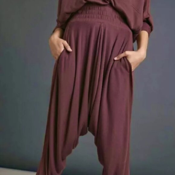 SOLD 023 Free People Movement Harem Slouchy Pants NWOT Red Wine Size Small - Picture 2 of 6